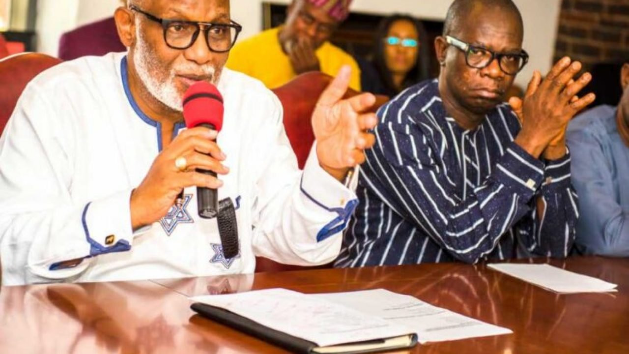 Ondo Governor Rotimi Akeredolu (left) with Deputy Governor Agboola Ajayi (right)
