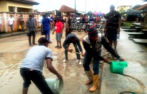 Cylists working on bad spots in Calabar