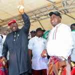 Former Bayelsa Governor Seriake Dickson with incumbent Governor Douye Diri in file photo