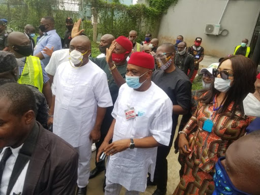 Senate Chief Whip and former governor of Abia State, Dr. Orji Uzor Kalu arrived Abia State to a tumultuous welcome by supporters