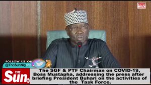 SGF, Boss Mustapha addressing the Press after briefing Buhari on activities of the Presidential Task Force [Video]
