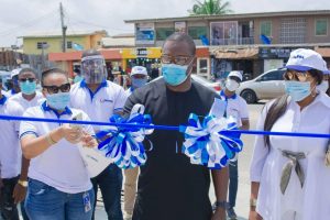 Retail Business Manager Ezinne Nwazulu; representative of DPR Lagos Zonal Controller (Operations) Engr Bright Pogoson; and CEO Barr Ngozi Ekeoma at the launch of Nepal Oil and Gas, Egbeda, Lagos, over the weekend