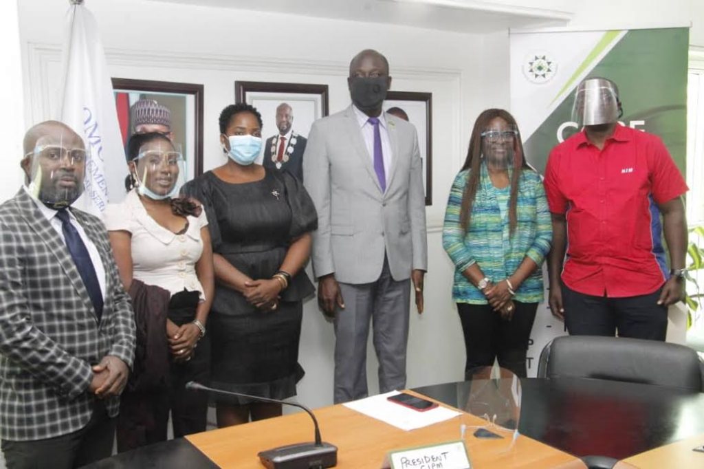President, CIPM, Wale Adediran (middle) and other partners at the pre-management lecture press conference
