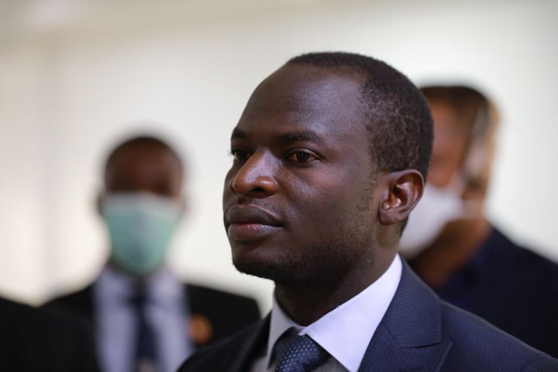 Dr Aliyu Sokomba, President of National Association of Resident Doctors (NARD) is seen during a news conference in Abuja