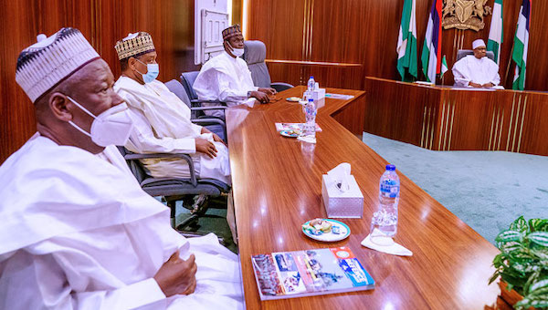 Buhari-meets-Buni-Ganduje-on-Edo-election