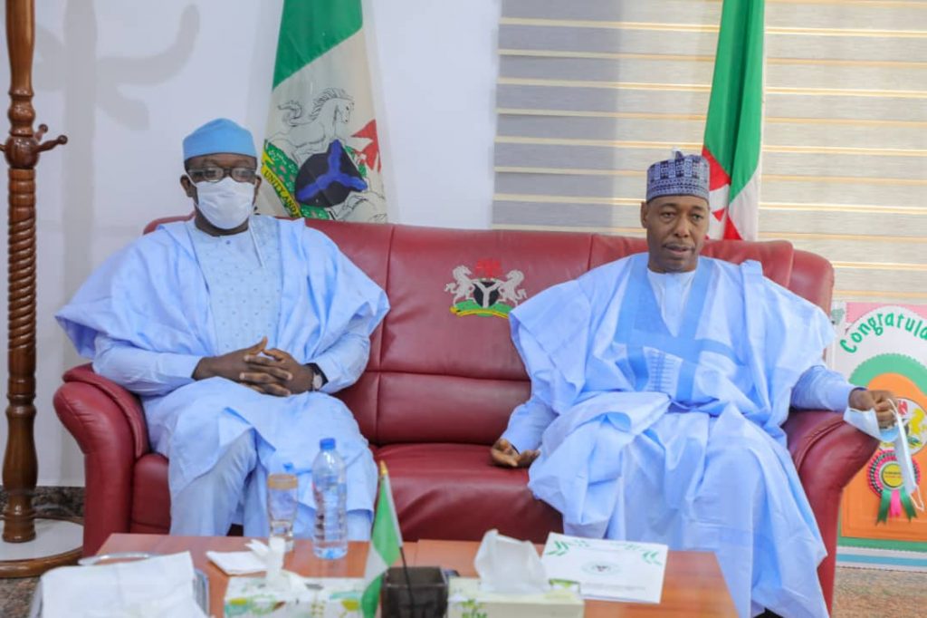 Ekiti State Governor Kayode Fayemi (L), Borno State Governor Babagana Zulum