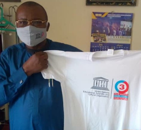Commissioner for Education, Abia State, Dr Kanaelechi Nwangwa, displaying support for the programme