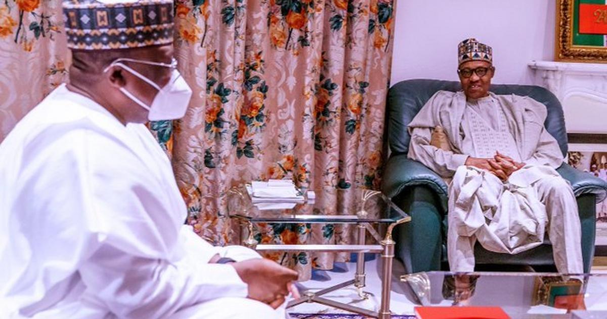 Senate President Ahmad Lawan (L) with President Muhammadu Buhari