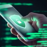 Mobile phone personal data and cyber security threat concept. Cellphone fraud. Smartphone hacked with illegal spyware, ransomware or trojan software. Hacker doing online scam.