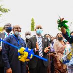 Lagos First Lady Joke Sanwo-Oluf at the formal commissioning of an Isolation Bay for confirmed COVID-19 cases located within the premises of Lagos State University Teaching Hospital (LASUTH), Ikeja. (Wednesday, October 7, 2020)