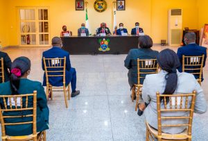 Lagos State Governor Babajide Sanwo-Olu inaugurated an 8-man Judicial Panel of Inquiry and Restitution which will receive and investigate complaints of police brutality in Lagos (Monday, October 19, 2020)
