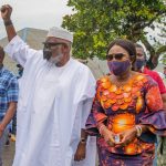 Ondo State Governor Rotimi Akeredolu (L) with wife Betty Anyanwu-Akeredolu