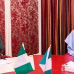 COAS Lt-Gen Tukur Buratai (L), President Muhammadu Buhari (R)