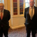 UK PM Boris Johnson (L) with MP Lee Anderson from Ashfield (R) at 10 Downing Street