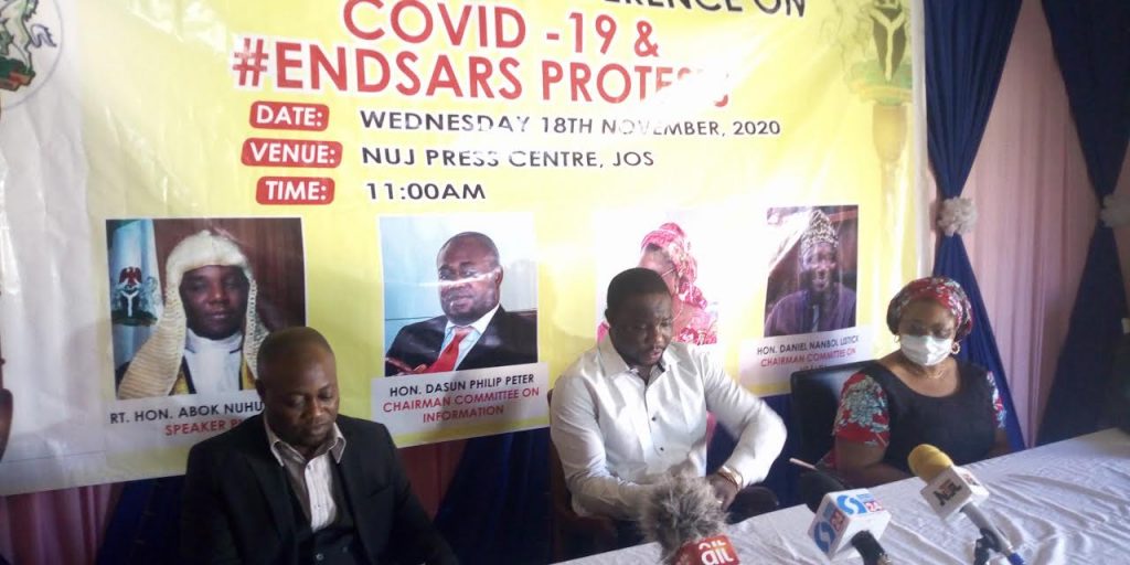 Speaker Plateau House of Assembly, Abok Nuhu Ayuba addressing Press Conference in Jos on COVID-19 and #EndSARS activities