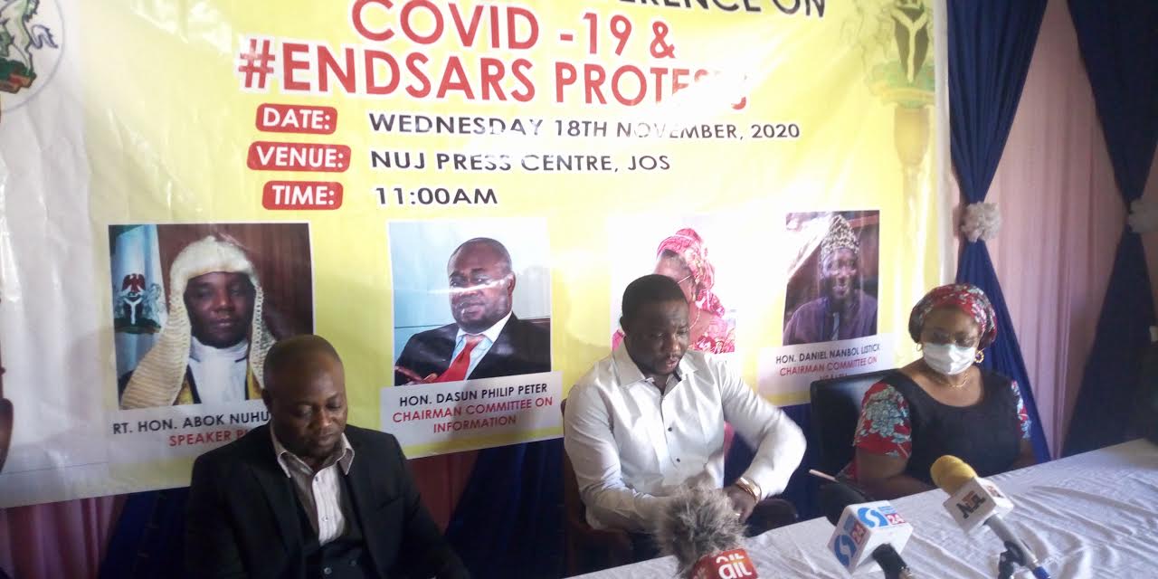 Speaker Plateau House of Assembly, Abok Nuhu Ayuba addressing Press Conference in Jos on COVID-19 and #EndSARS activities