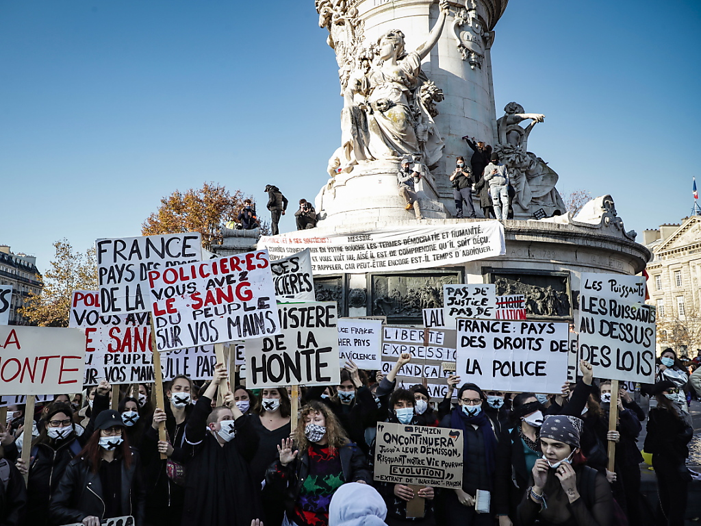 Protest against the newly voted global security law in Paris