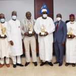 Permanent Secretary, Federal Ministry of Labour and mployment, Peter Tarfa, PhD, (4th Left); Director General, National Productivity Centre, Dr Kasheem Akor (4th right) with the Awardees of the Productivity and Innovations Award in Abuja