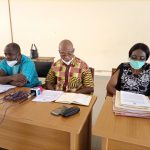 ASUU coordinator in Owerri Zone, Uzo Onyebinama (m) frlanked by other ASUU officials