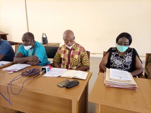 ASUU coordinator in Owerri Zone, Uzo Onyebinama (m) frlanked by other ASUU officials