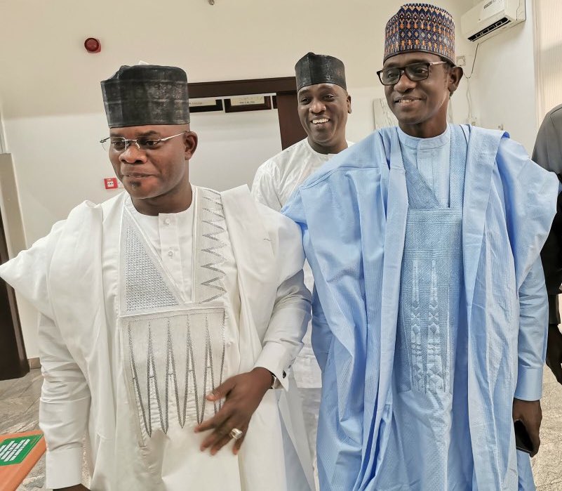 Kogi State Governor Yahaya Bello (L), Yobe State Governor Mai Mala Buni (R)