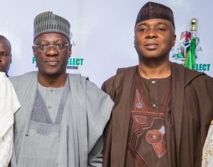 Former Kwara Governor Abdulfatah Ahmed (L), ex-Senate President Bukola Saraki (R)