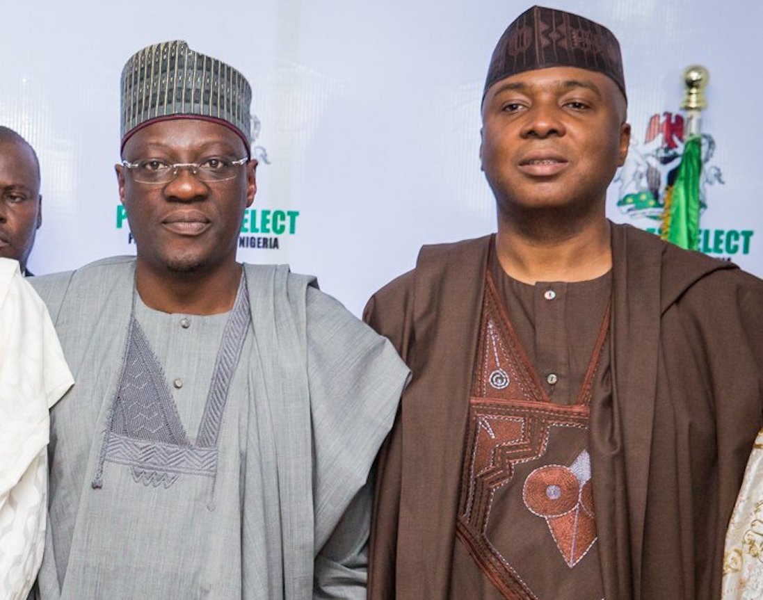Former Kwara Governor Abdulfatah Ahmed (L), ex-Senate President Bukola Saraki (R)