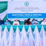 Minister of Humanitarian Affairs, Disaster Management and Social Development, Sadiya Umar Farouq (centre)