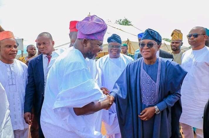SAN Kunle Rasheed Adegoke (L), Osun State Governor Gboyega Oyetola
