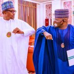 President Muhammadu Buhari (L), Kogi State Governor Yahaya Bello (R)