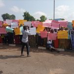 Residents of Ndiowu community, Orumba North LGA protesting alleged leadership imposition on them in front of Government House, Awka