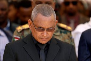 FILE PHOTO: Debretsion Gebremichael, Tigray Regional President, attends the funeral ceremony of Ethiopia’s Army Chief of Staff Seare Mekonnen in Mekele