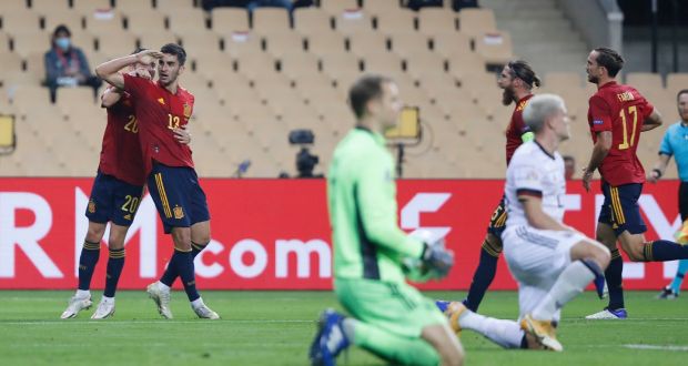 Spain hammer Germany 6-0 to reach UEFA Nations League final four