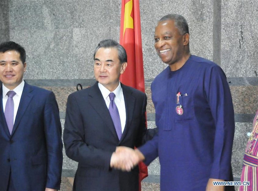 Chinese Foreign Minister Wang Yi with Nigerian Foreign Minister Geoffrey Onyeama