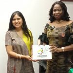 Honorary Consul of Columbia to Nigeria Mrs Maricel Cantillo (L), NiDCOM CEO Abike Dabiri-Erewa (R)