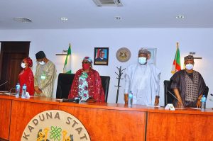 Kaduna Deputy Governor Dr Hadiza Balarabe (middle) presided over a security meeting comprising Senators, Reps, and State Assembly members, Local Government Chairmen and District Heads from Kaduna North and Central Senatorial Districts