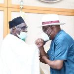 NEF Chairman Ango Abdullahi (L), Rivers State Governor Nyesom Wike (R)