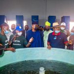 Ex-President Olusegun Obasanjo (centre left, blue cap), Ogun Governor Dapo Abiodun (centre)