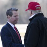Georgia Governor Brian Kemp (L), US President Donald Trump (R)