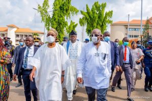 Minister Rauf Aregbesola (L), Governor Rotimi Akeredolu (R)