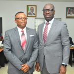 Patrick Okundia (L), Edo State Governor Godwin Obaseki (R)