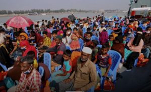 Rohingya refugees are seen aboard a ship as they are moved to Bhasan Char island in Chattogram, Bangladesh, Dec. 4, 2020. (Reuters file photo)