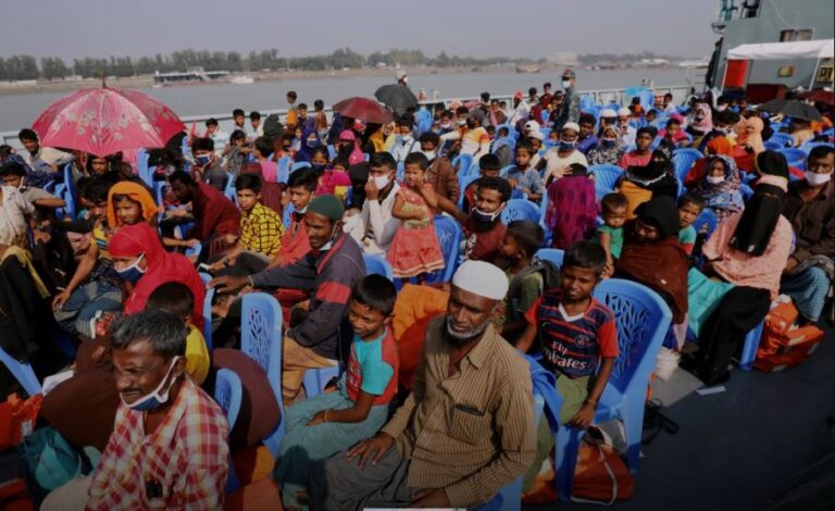 Rohingya refugees are seen aboard a ship as they are moved to Bhasan Char island in Chattogram, Bangladesh, Dec. 4, 2020. (Reuters file photo)