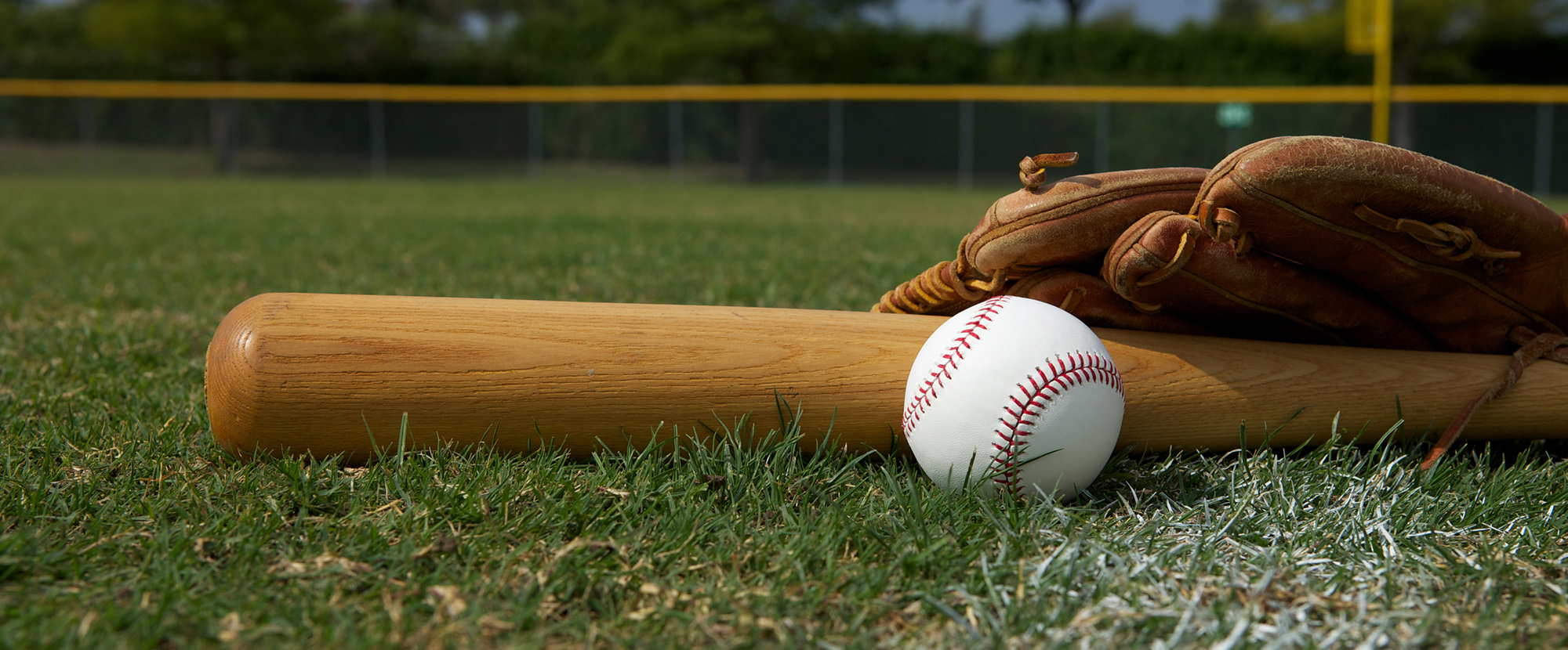 Baseball Bat and Glove on the Field