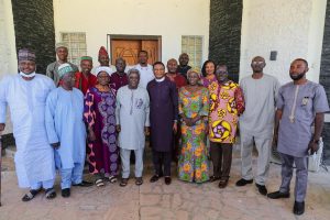 NCPC Executive Secretary Rev Yakubu Pam (centre), ex-Plateau State Governor Jonah David Jang (centre left)