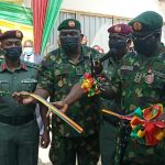 R-L: COAS Lieutenant General Tukur Buratai commissioning the Accident and Emergency ward at the 44NARH, Kaduna, while Ag CMD, 44NARH, Colonel Augustine Omogbethai, Major General OI Osamere and Colonel IB Solebo, offered support  (Photo credit to Sola Ojo)