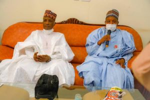 Senator Aliyu Magatakarda Wamakko (left), Kebbi State Governor Abubakar Atiku Bagudu (right)