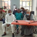 Chief Ugheiemhekhia Kareem Yahaya, Azamanodu II of Imiakebu (R), alongside other witnesses at the panel in Benin City, Tuesday, January 5, 2021