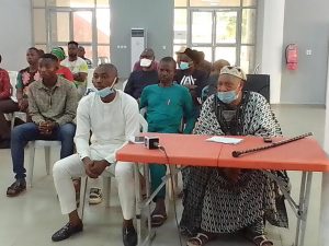 Chief Ugheiemhekhia Kareem Yahaya, Azamanodu II of Imiakebu (R), alongside other witnesses at the panel in Benin City, Tuesday, January 5, 2021