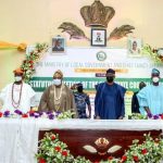 L-R: The Paramount Ruler And Alake of Egbaland, Oba Aremu Adedotun Gbadebo, The Paramount Ruler of Yewaland And Olu of Ilaro, Oba Kehinde Olugbenle, The Paramount Ruler And Akarigbo of Remoland, Oba Babatunde Ajayi and The Ogun State Governor, Prince Dapo Abiodun, the State Commissioner for Local Government And Chieftaincy, Hon. Afolabi Afuape and the Ogun State Head of Service, Alhaja Salmot Ottun, at the Third Statutory Meeting of Ogun State Council of Obas, held at Conference Hall, Obas’ Complex, Oke-Mosan, Abeokuta, Ogun State.
